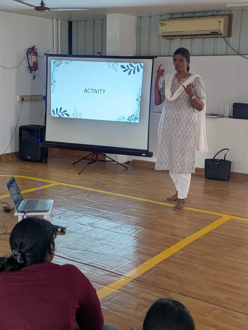 Aishwarya Ram facilitating an experiential activity with a group