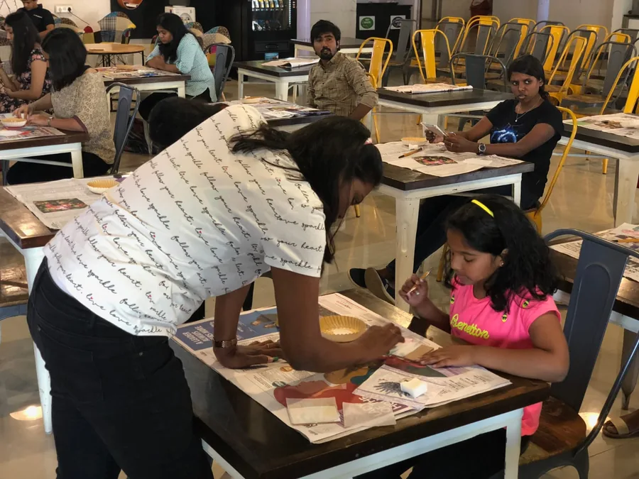 Students taking part in a hands-on, experiential activity